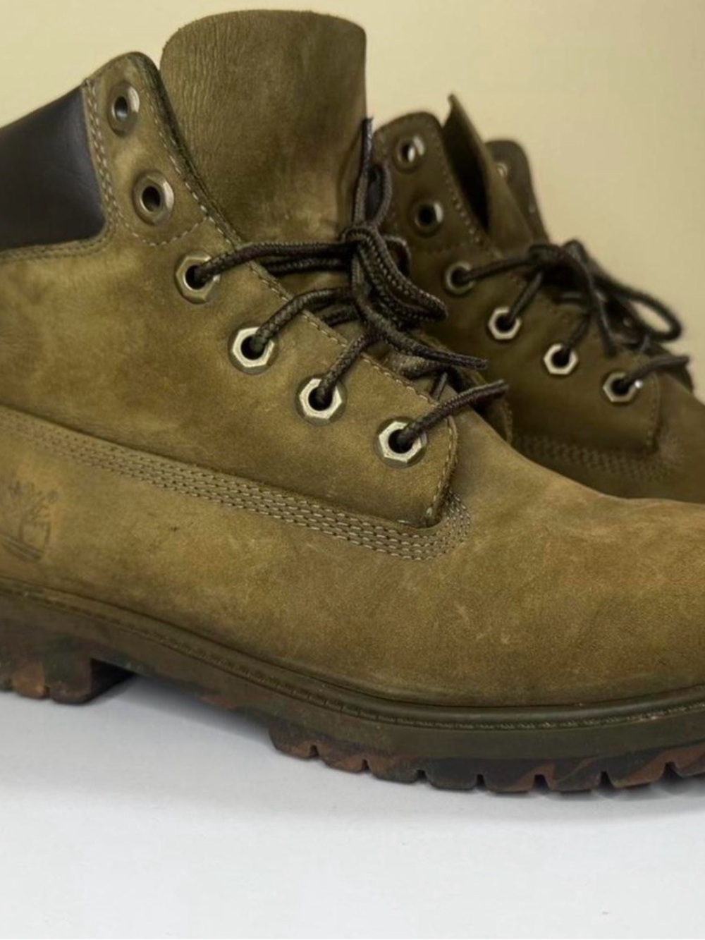 Timberland Kids Olive Green Suede Lace-Up Boots